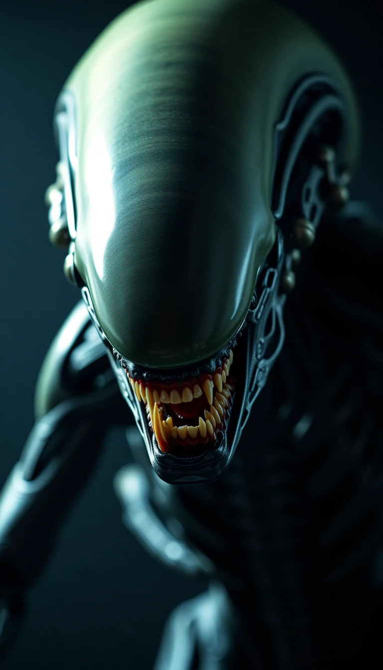 Terrifying extraterrestrial creature with elongated head